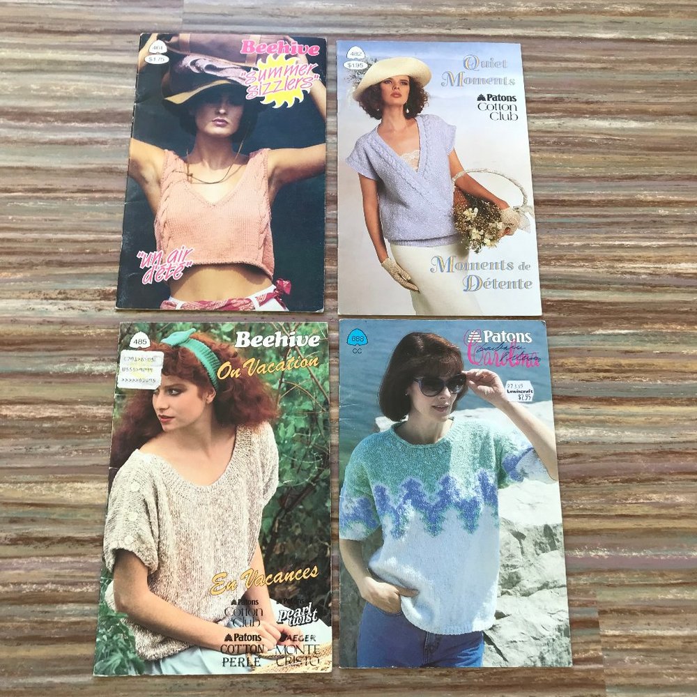 Beehive Patons Knitting Pattern 4 Vintage Booklets Ladies Pullover Sweater Vest